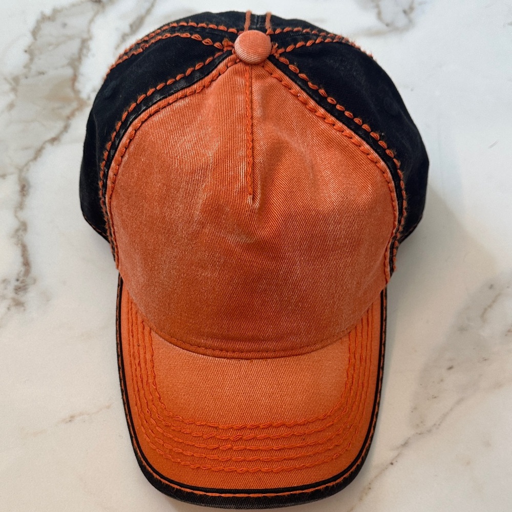Orange and Black Baseball Cap